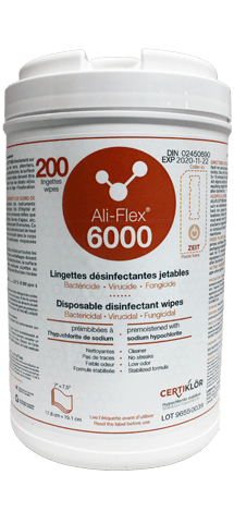 Ali-Flex 6000 Disposable Disinfecting Wipes: Disposable disinfecting wipes premoistened with stabilized sodium hypochlorite (6000 ppm) for use in the healthcare facilities. Ali-Flex<sup>®</sup> 6000 is a ready to use disinfecting wipes with high concentration making it unbeatable when facing bacteria, viruses and fungi on most hard non porous surfaces. Get started today by requesting at no cost or obligation a demonstration.