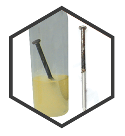 Corrosion onto nails submerged into Hydrogen peroxide (H<sub>2</sub>O<sub>2</sub>) (4.5%)